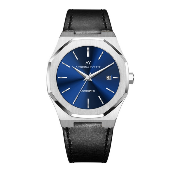 Legacy Collection sunburst blue timepiece on top calf leather