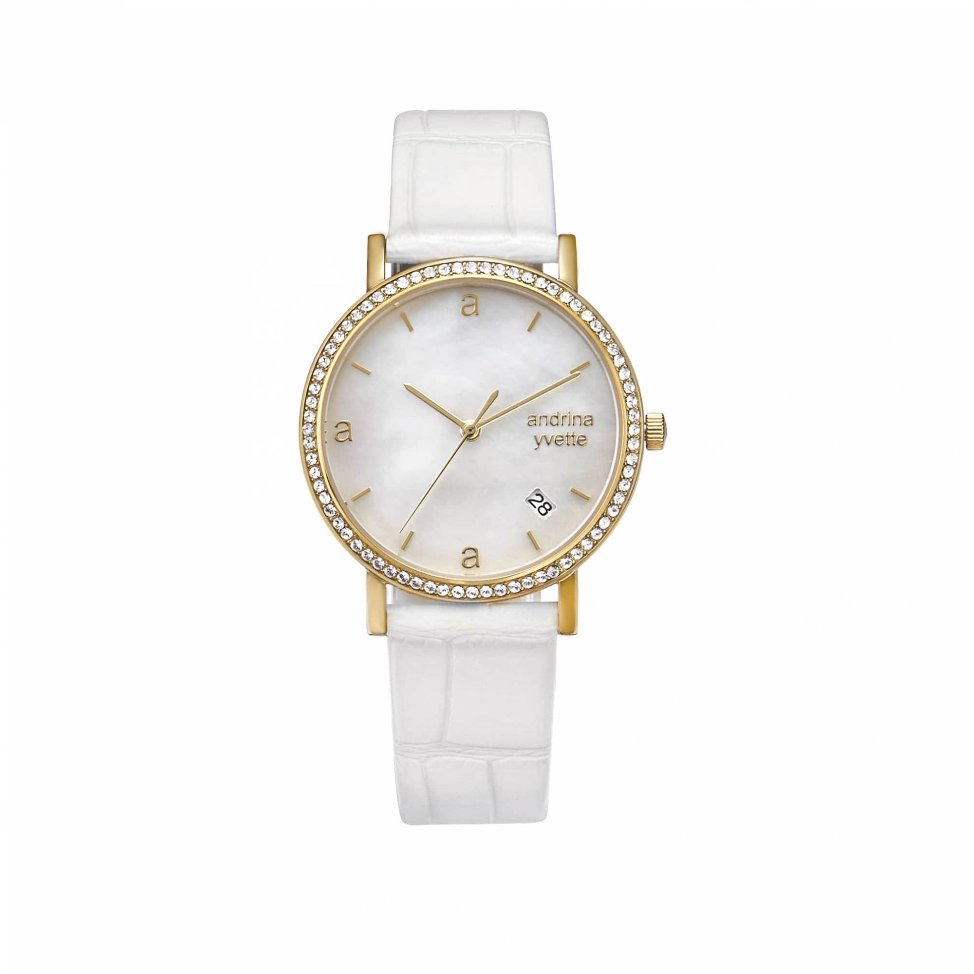 Classic Mother of Pearl Gold | Ivory White Genuine Leather