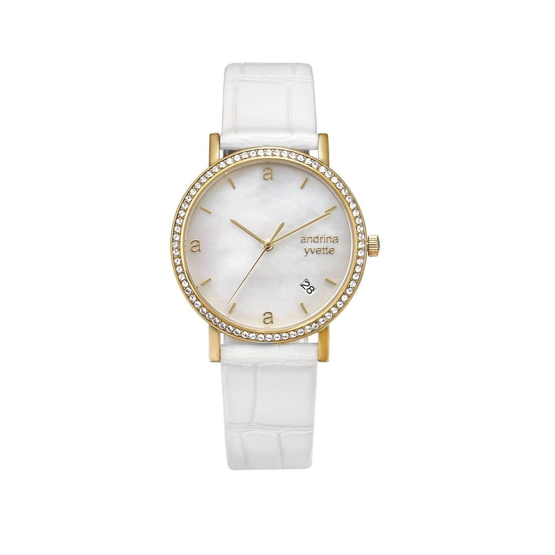 Classic Mother of Pearl Gold | Ivory White Genuine Leather New Collection