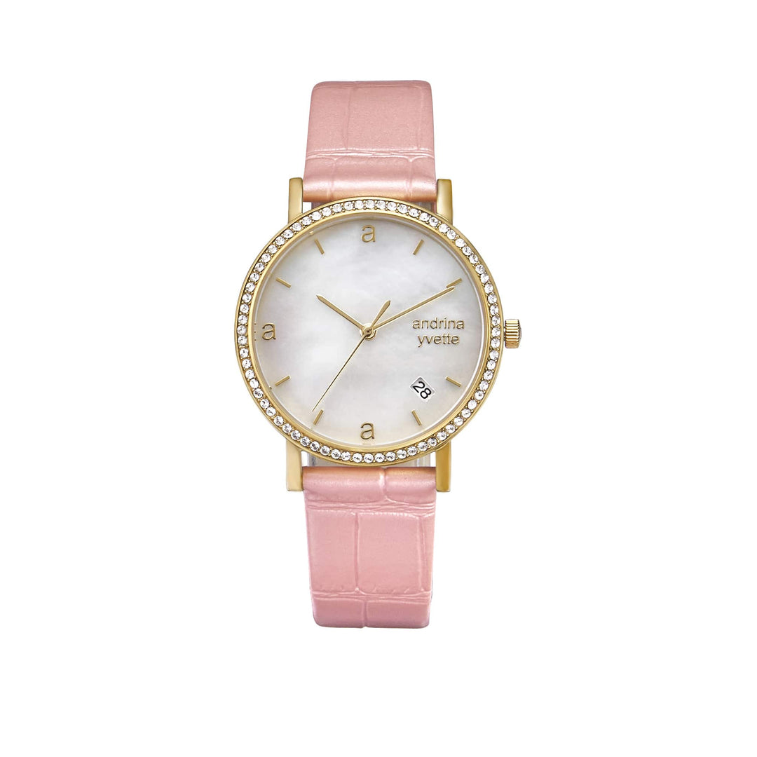 Classic Mother of Pearl Gold| Baby Pink Genuine Leather New Collection