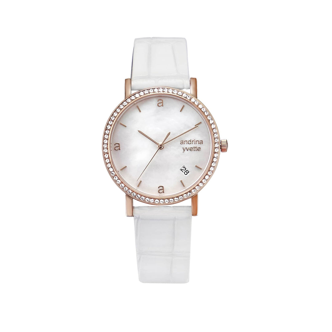 Classic Mother of Pearl Rose Gold | Ivory White Genuine Leather New Collection