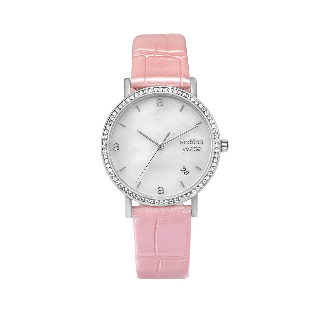Classic Mother of Pearl Silver | Baby Pink Genuine Leather New Collection