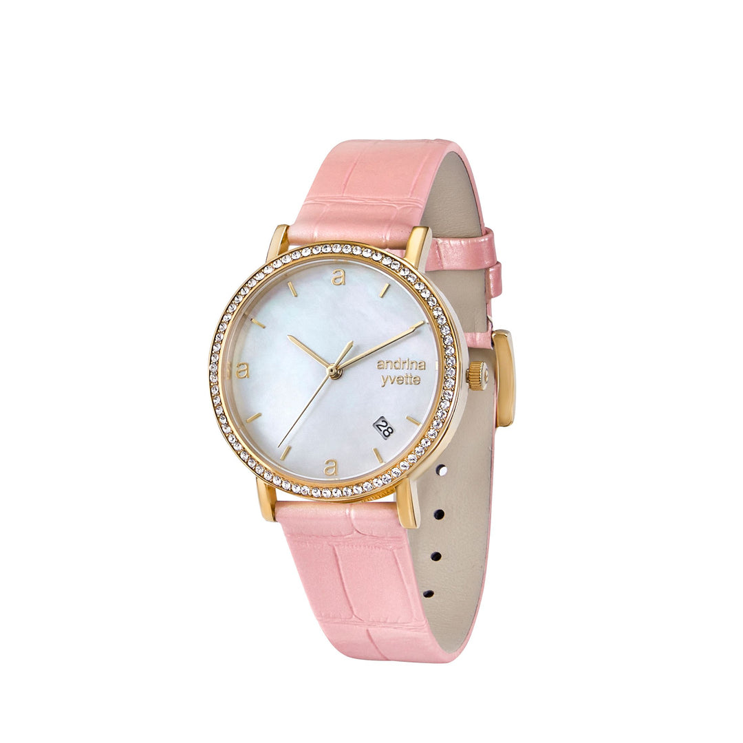 Classic Mother of Pearl Gold| Baby Pink Genuine Leather New Collection