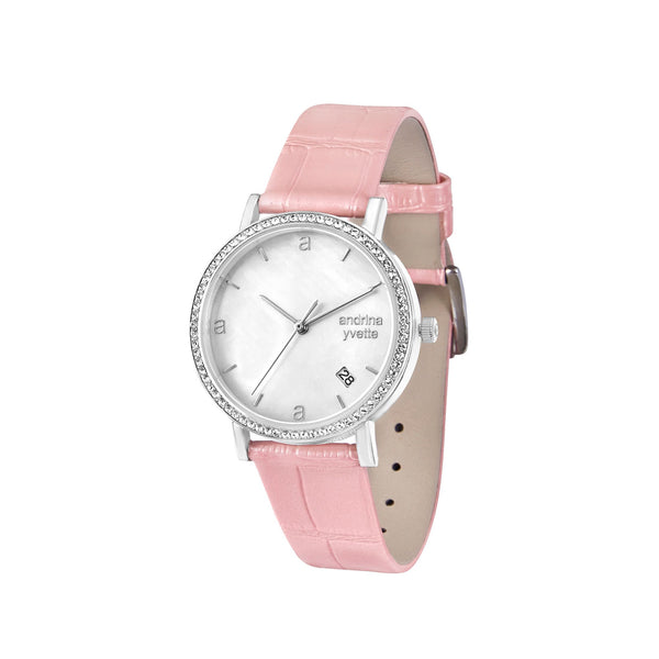 Classic Mother of Pearl Silver | Baby Pink Genuine Leather New Collection
