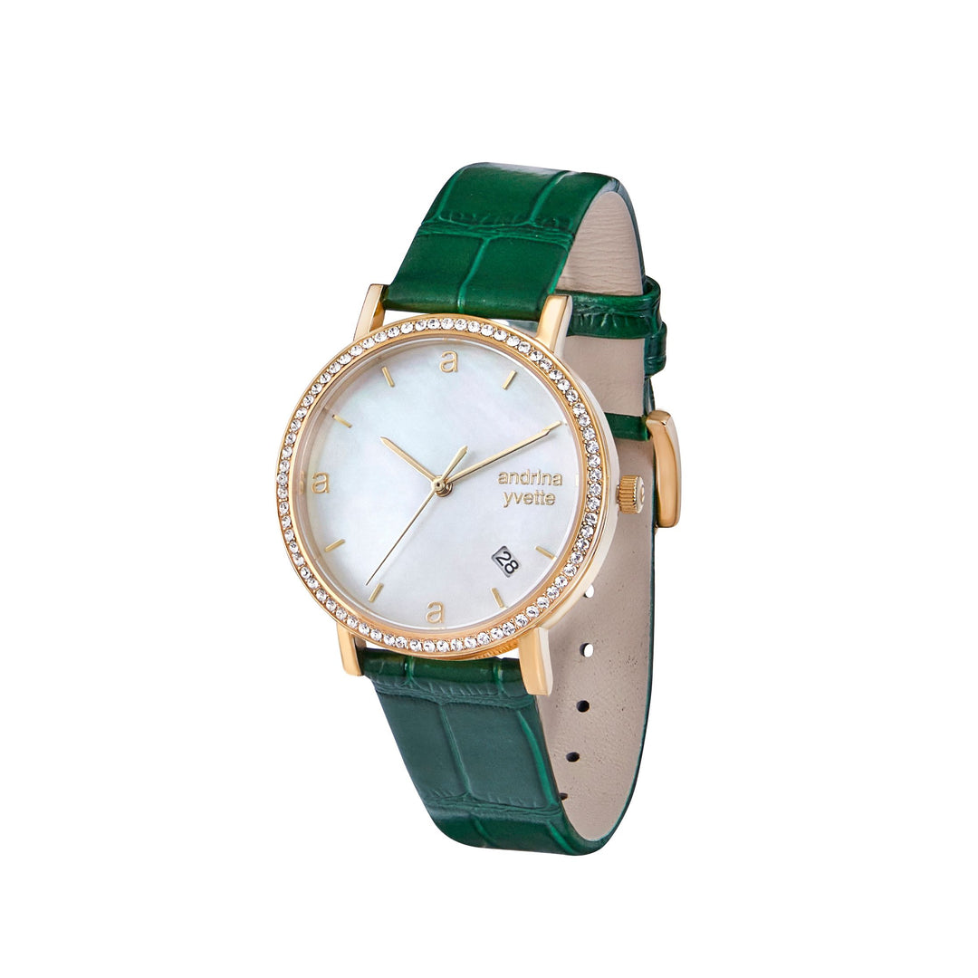 Classic Mother of Pearl Gold | Emerald Green Genuine Leather New Collection
