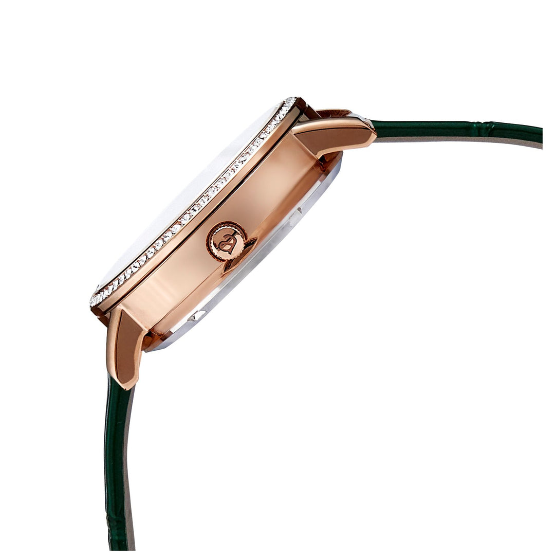 Classic Mother of Pearl Rose Gold  | Emerald Green Genuine Leather New Collection