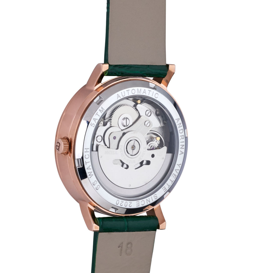 Classic Mother of Pearl Rose Gold  | Emerald Green Genuine Leather New Collection