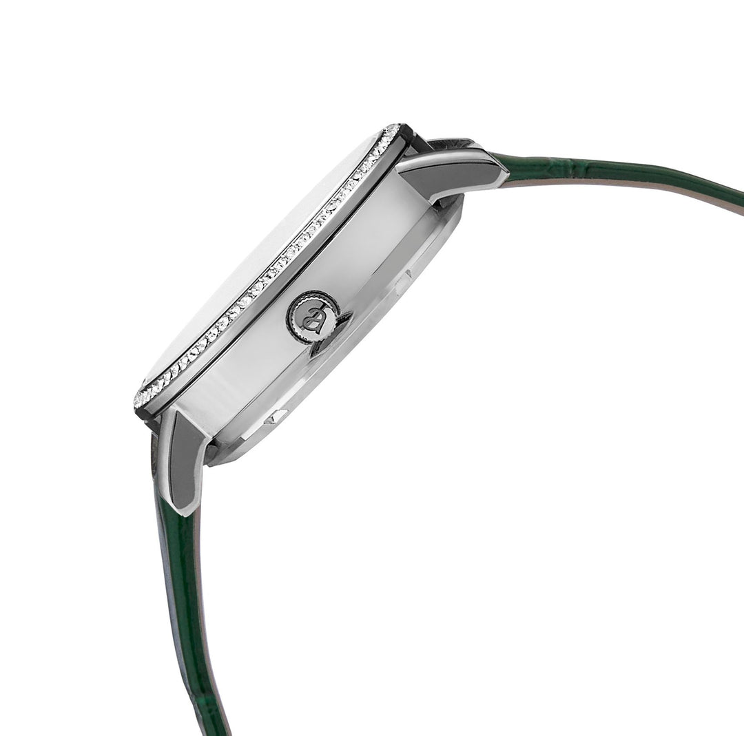 Classic Mother of Pearl Silver | Emerald Green Genuine Leather    New Collection