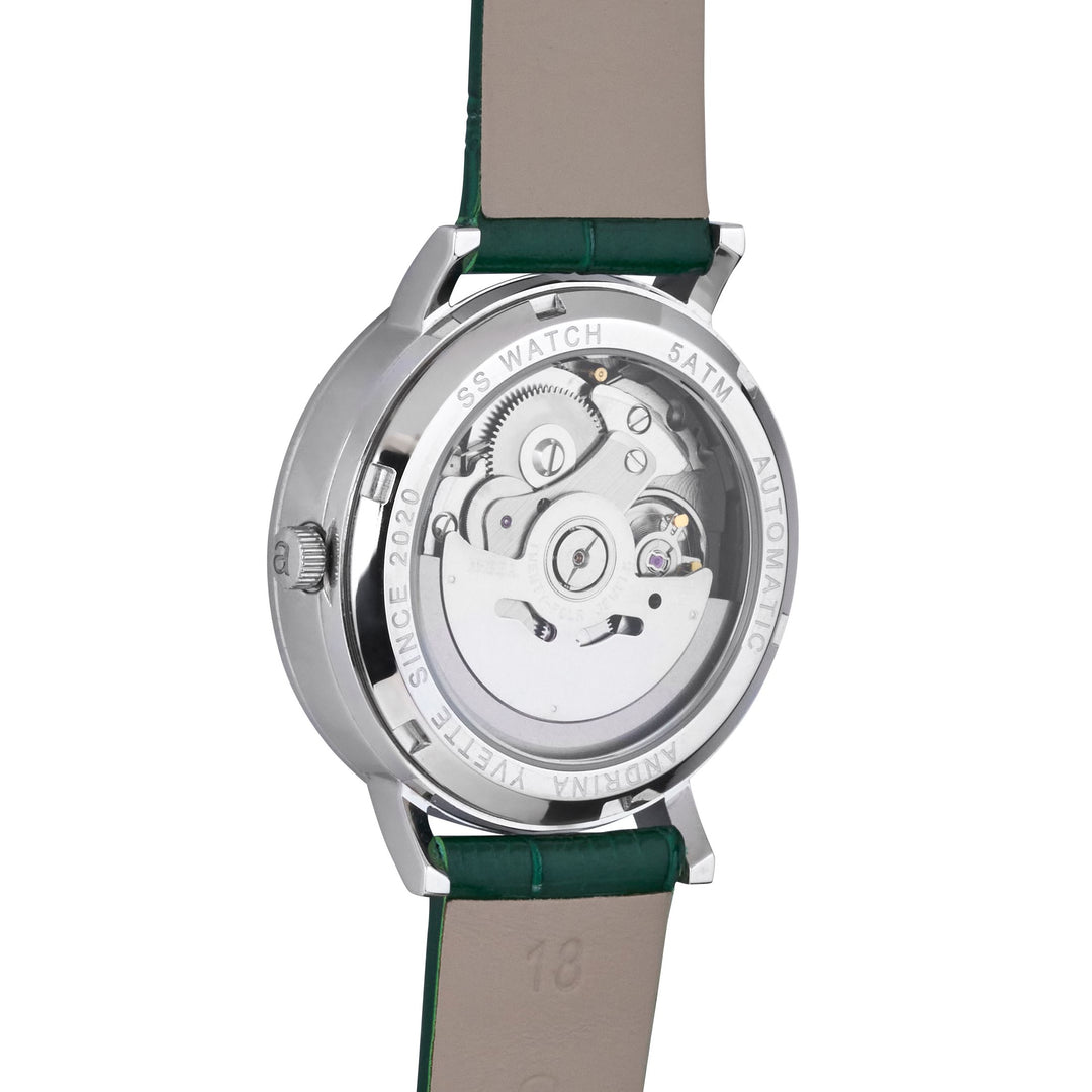 Classic Mother of Pearl Silver | Emerald Green Genuine Leather    New Collection