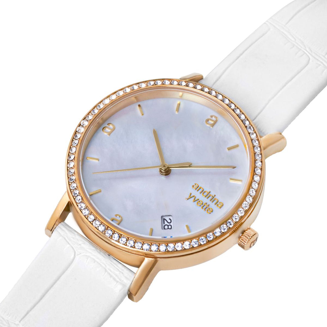 Classic Mother of Pearl Gold | Ivory White Genuine Leather New Collection