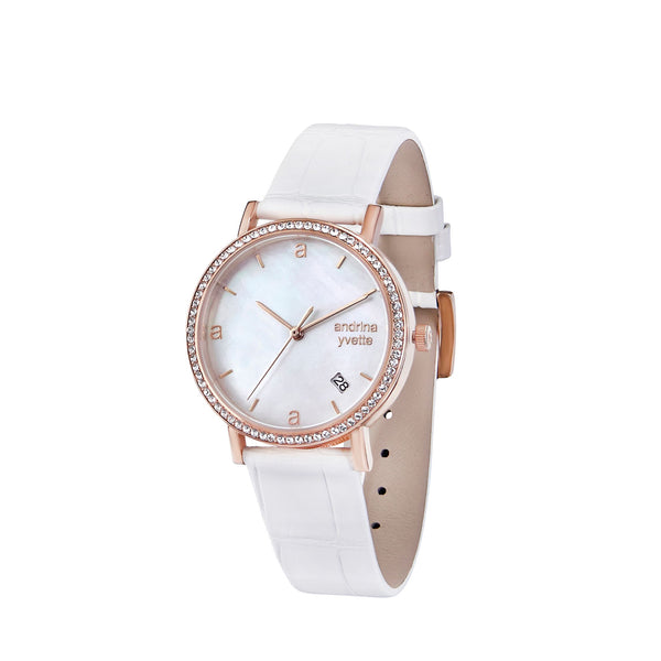Classic Mother of Pearl Rose Gold | Ivory White Genuine Leather New Collection