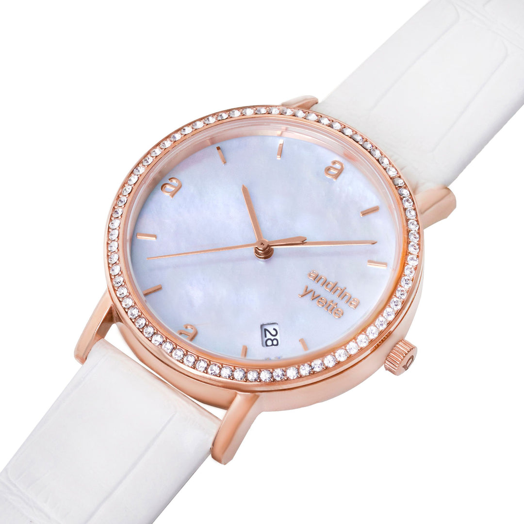 Classic Mother of Pearl Rose Gold | Ivory White Genuine Leather New Collection