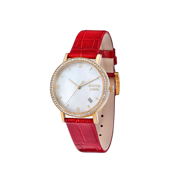 Classic Mother of Pearl Gold | Ruby Red  Genuine Leather New Collection