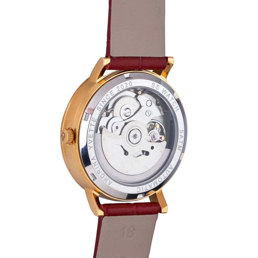 Classic Mother of Pearl Gold | Ruby Red  Genuine Leather New Collection