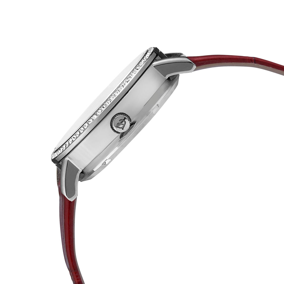 Classic Mother of Pearl Silver | Ruby Red  Genuine Leather New Collection
