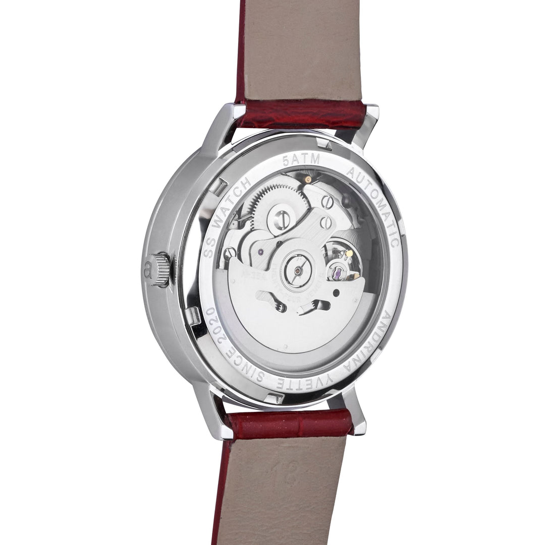 Classic Mother of Pearl Silver | Ruby Red  Genuine Leather New Collection